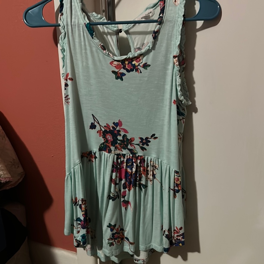 Eyeshadow Green Peplum Tank Top Sleeveless